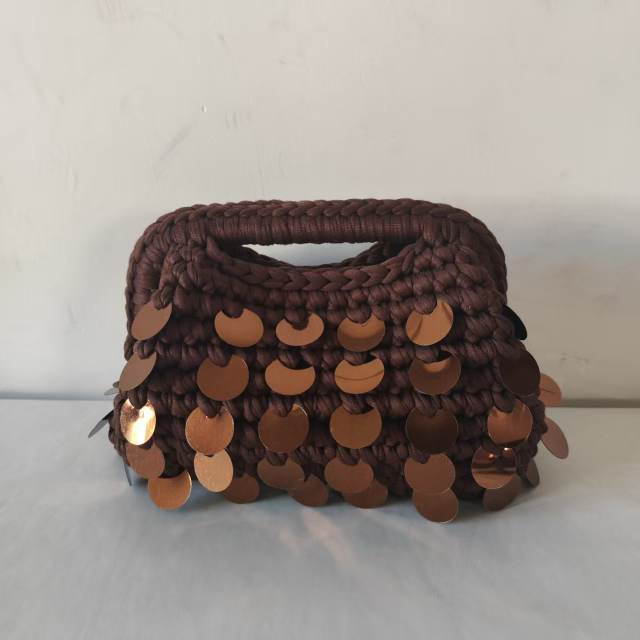 New Autum Style Pure Hand-Woven Multi-Color Sequin Clutch Bag corchet bag