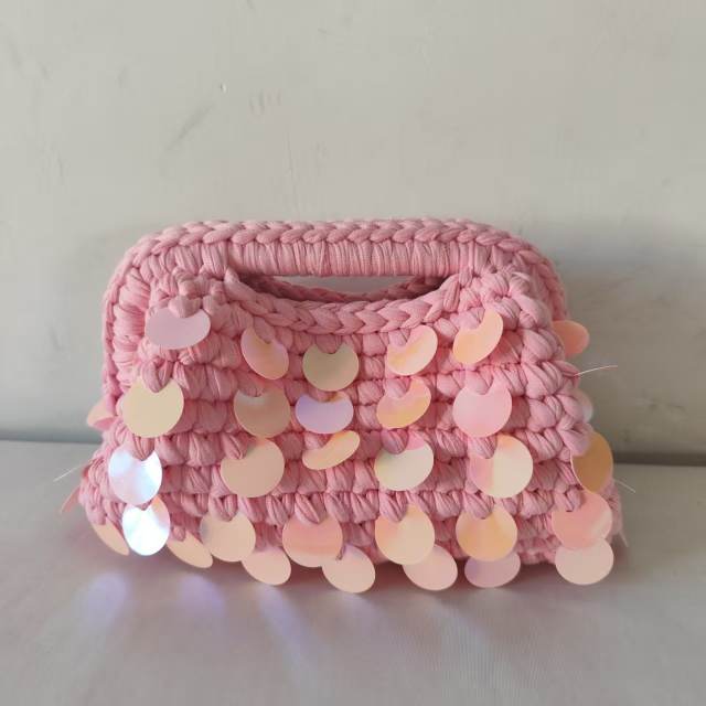 New Autum Style Pure Hand-Woven Multi-Color Sequin Clutch Bag corchet bag