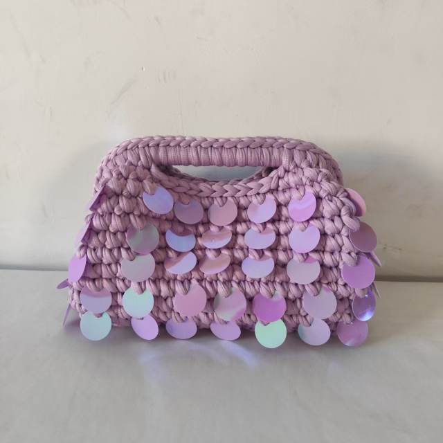 New Autum Style Pure Hand-Woven Multi-Color Sequin Clutch Bag corchet bag