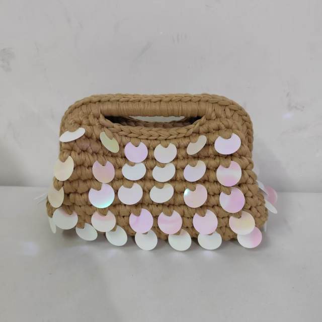 New Autum Style Pure Hand-Woven Multi-Color Sequin Clutch Bag corchet bag