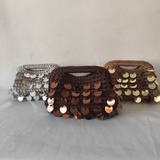 New Autum Style Pure Hand-Woven Multi-Color Sequin Clutch Bag corchet bag