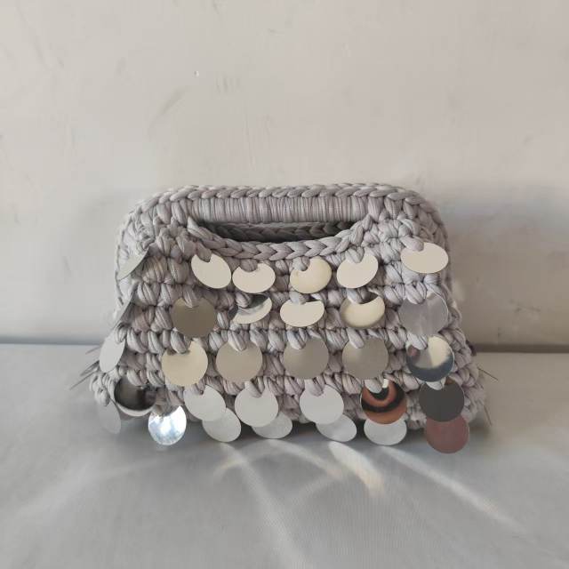 New Autum Style Pure Hand-Woven Multi-Color Sequin Clutch Bag corchet bag