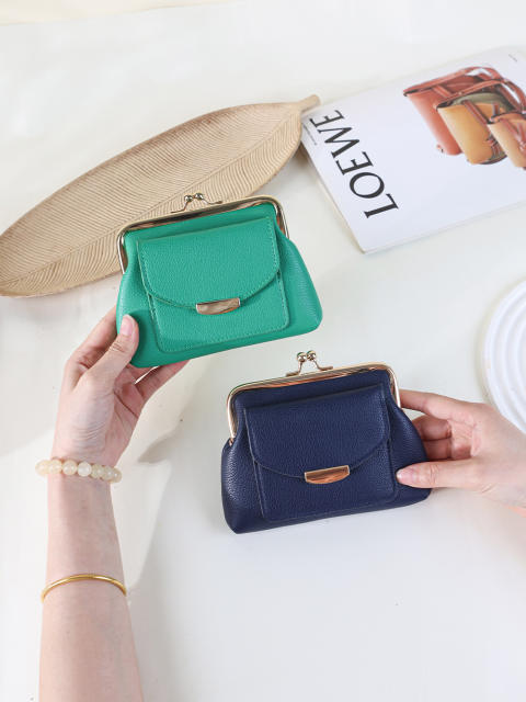 New Simple Fashionable Clip Bag Mini Coin Purse Short Cute Trendy Clutch Wallet