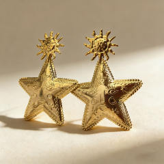 Big size star earrings 18k gold plated stainless steel earrings