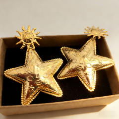 Big size star earrings 18k gold plated stainless steel earrings