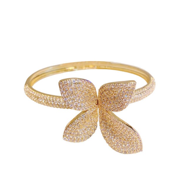 Luxury Copper Plated 18K Gold Inlaid Zircon Women's Bracelet New Full Diamond Bracelet