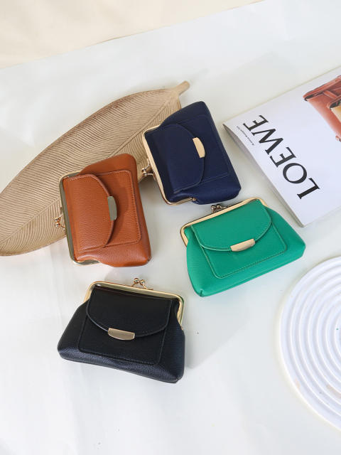 New Simple Fashionable Clip Bag Mini Coin Purse Short Cute Trendy Clutch Wallet