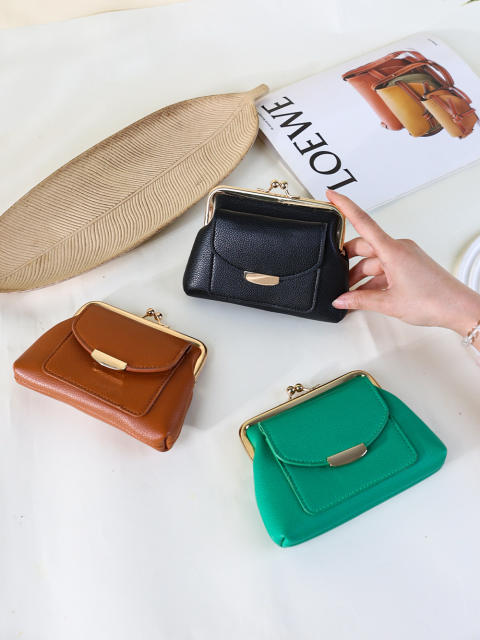 New Simple Fashionable Clip Bag Mini Coin Purse Short Cute Trendy Clutch Wallet