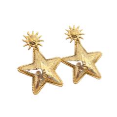 Big size star earrings 18k gold plated stainless steel earrings