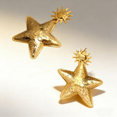 Big size star earrings 18k gold plated stainless steel earrings