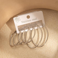 Simple big hoop earrings set stainless steel earrings set