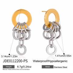 18KG mix color two tone circle stainless steel earrings