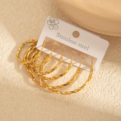 Simple big hoop earrings set stainless steel earrings set