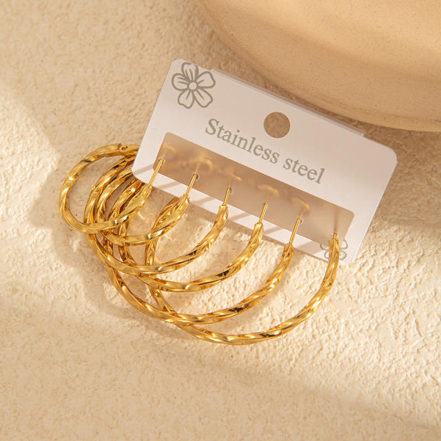 Simple big hoop earrings set stainless steel earrings set