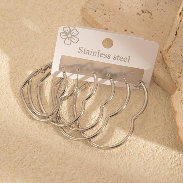 Simple big hoop earrings set stainless steel earrings set