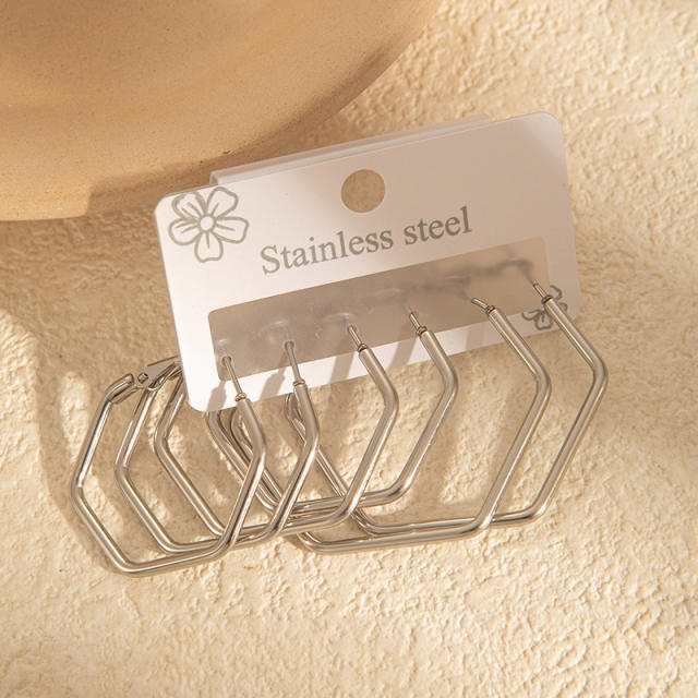 Simple big hoop earrings set stainless steel earrings set