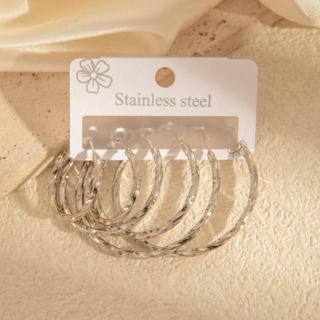 Simple big hoop earrings set stainless steel earrings set