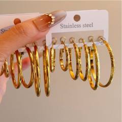 Simple big hoop earrings set stainless steel earrings set