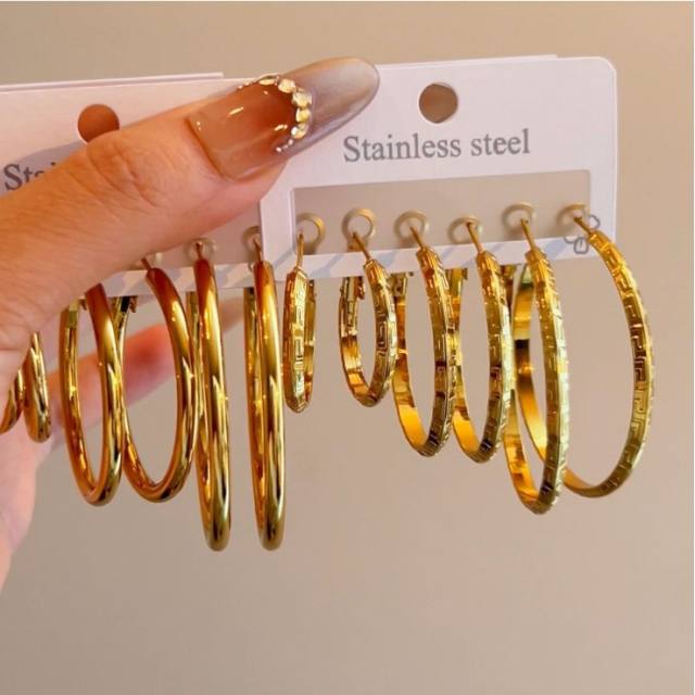 Simple big hoop earrings set stainless steel earrings set