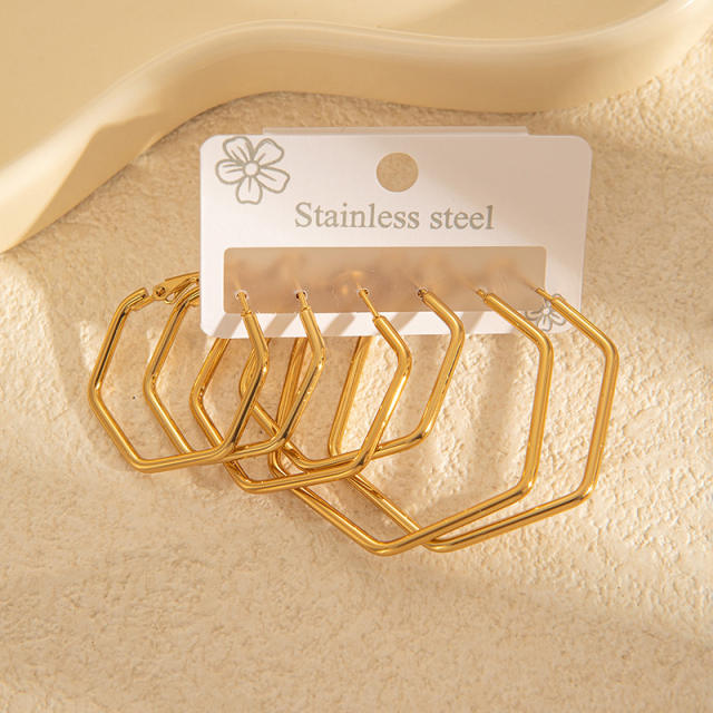 Simple big hoop earrings set stainless steel earrings set