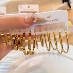 Simple big hoop earrings set stainless steel earrings set