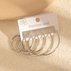 Simple big hoop earrings set stainless steel earrings set