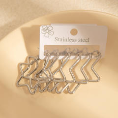 Simple big hoop earrings set stainless steel earrings set