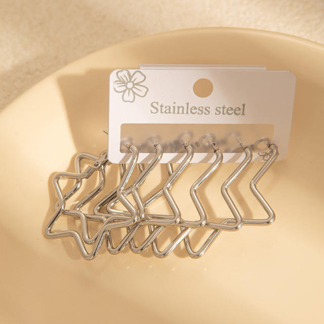 Simple big hoop earrings set stainless steel earrings set