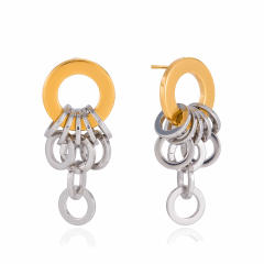 18KG mix color two tone circle stainless steel earrings
