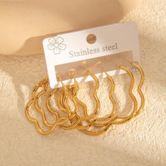 Simple big hoop earrings set stainless steel earrings set