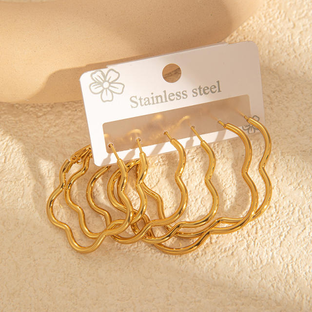 Simple big hoop earrings set stainless steel earrings set
