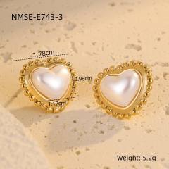 Baroque pearl inlaid stainless steel earrings flower earrings