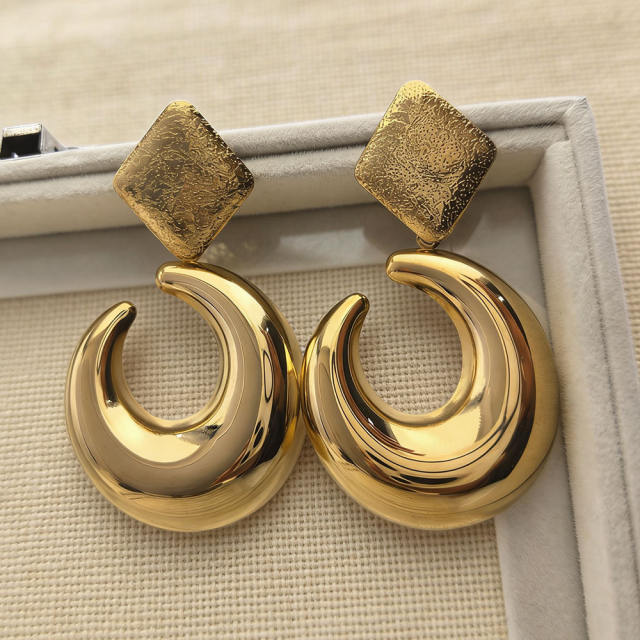 304 stainless steel earrings chunky hollow circle earrings for women