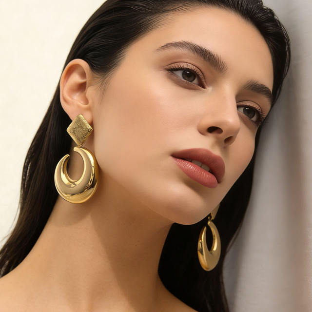 304 stainless steel earrings chunky hollow circle earrings for women