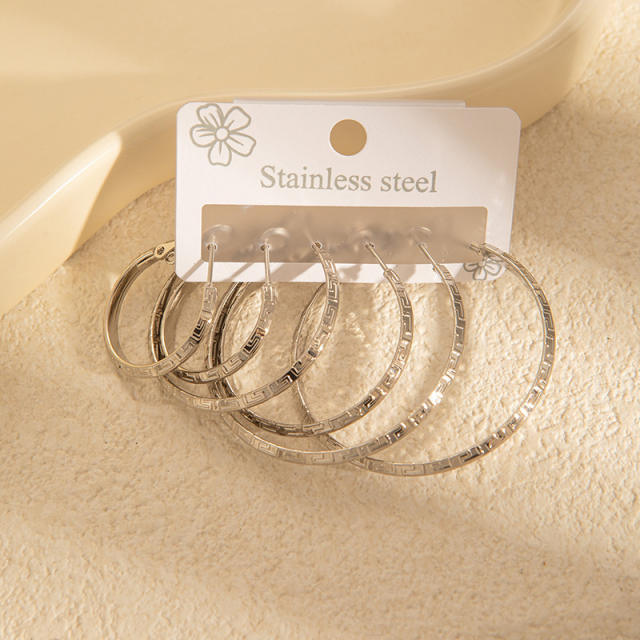 Simple big hoop earrings set stainless steel earrings set