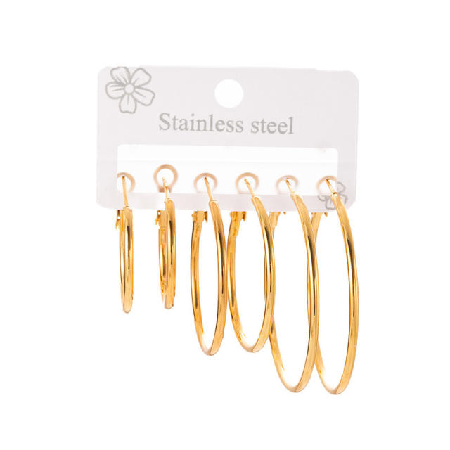 Simple big hoop earrings set stainless steel earrings set