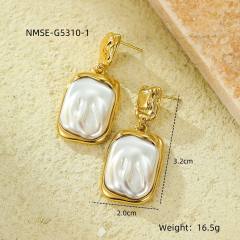 Baroque pearl inlaid stainless steel earrings flower earrings