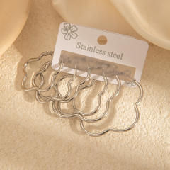 Simple big hoop earrings set stainless steel earrings set