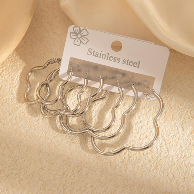 Simple big hoop earrings set stainless steel earrings set