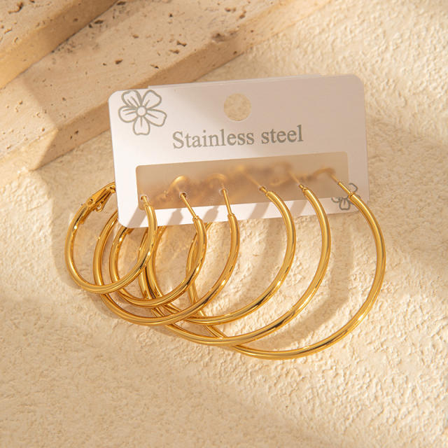 Simple big hoop earrings set stainless steel earrings set