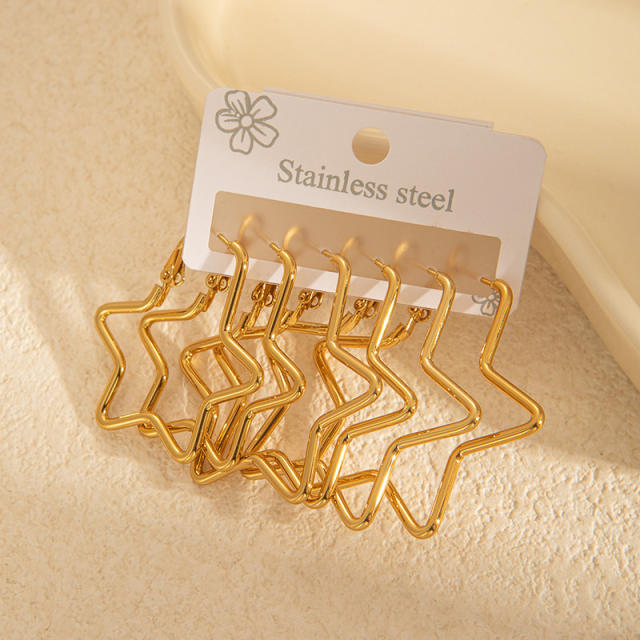 Simple big hoop earrings set stainless steel earrings set