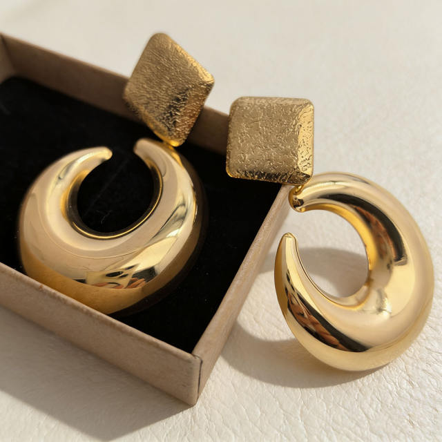 304 stainless steel earrings chunky hollow circle earrings for women