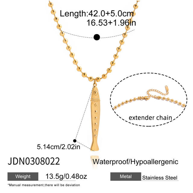 18KG stainless steel necklace fish pendant necklace holiday necklace