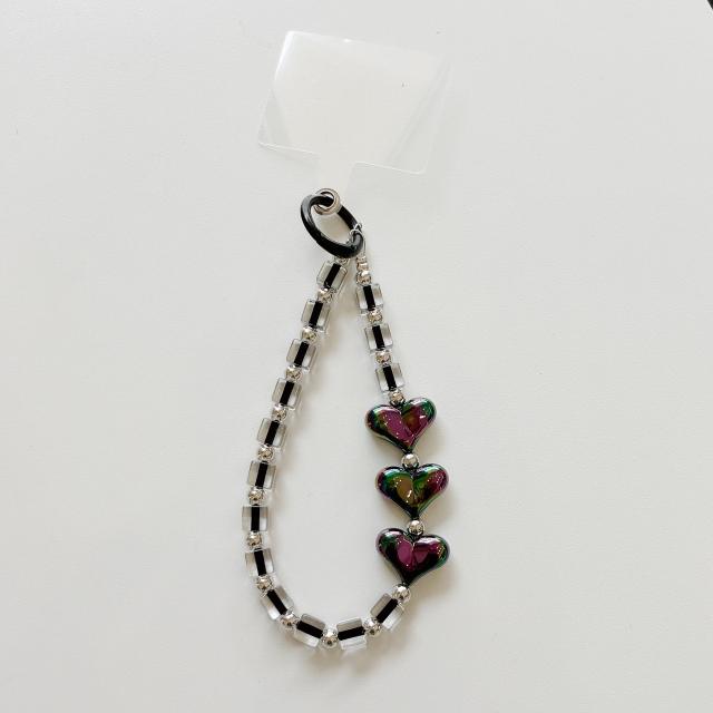 Color-Plated Love Square Bead Chain Mobile Phone Lanyard