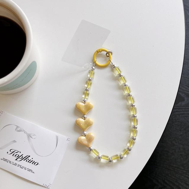 Color-Plated Love Square Bead Chain Mobile Phone Lanyard