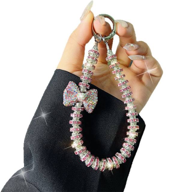 Rhinestone Bow Mobile Phone Hanging Chain Wrist Short Lanyard Pendant