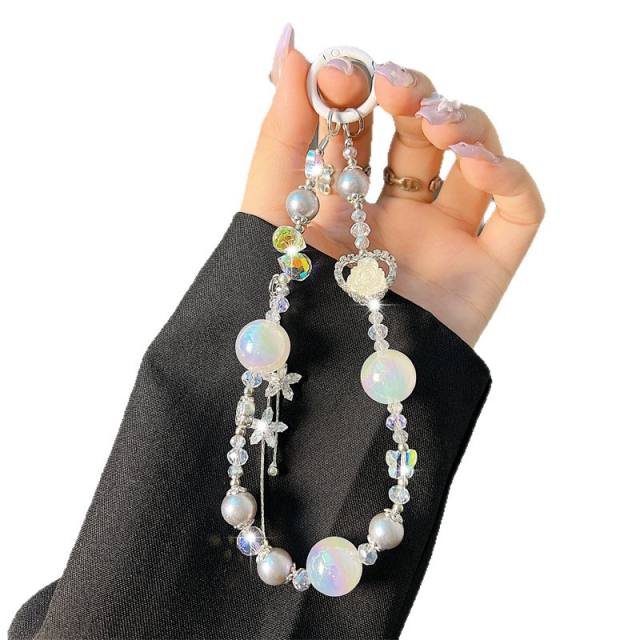 Love Rose Crystal Mobile Phone Chain Wrist Strap Mobile Phone Lanyard Accessories
