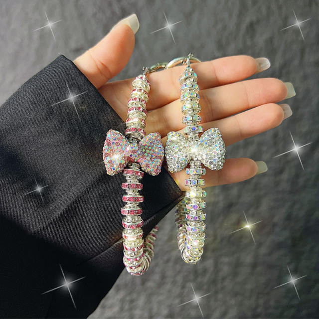 Rhinestone Bow Mobile Phone Hanging Chain Wrist Short Lanyard Pendant