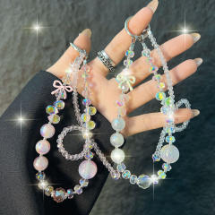 High-End Crystal Mobile Phone Chain Wrist Personalized Bow Mobile Phone Chain