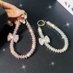 Rhinestone Bow Mobile Phone Hanging Chain Wrist Short Lanyard Pendant